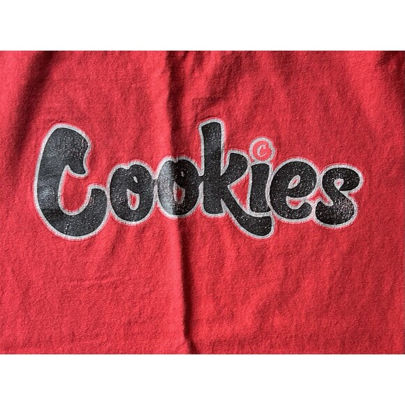 Berner COOKIES Clothing SF Hardwood Flava Red Tee Distressed Preowned Mens L - Picture 2 of 9